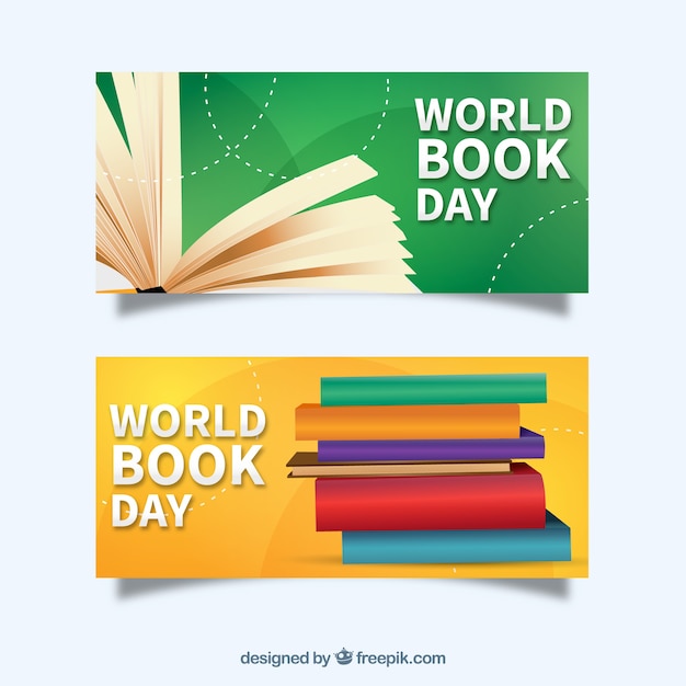 Free Vector | Abstract books day banners