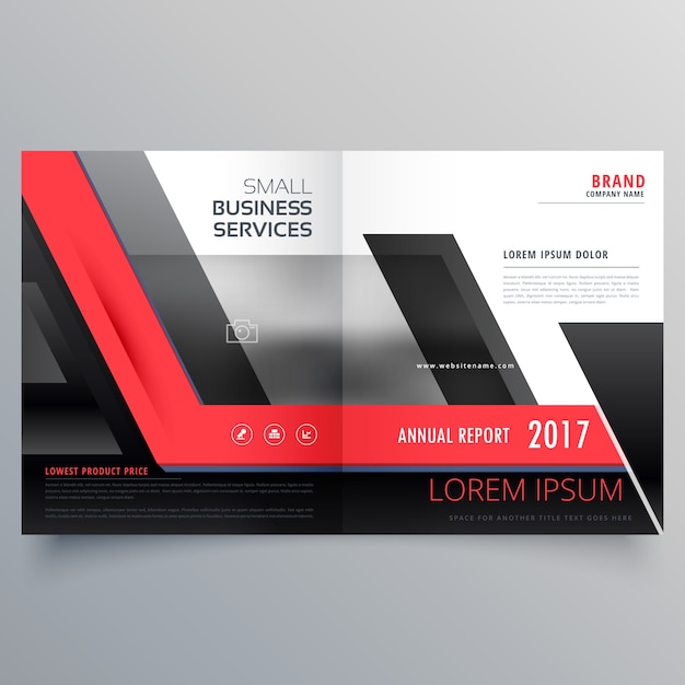 Abstract brochure with red geometric shapes Free Vector