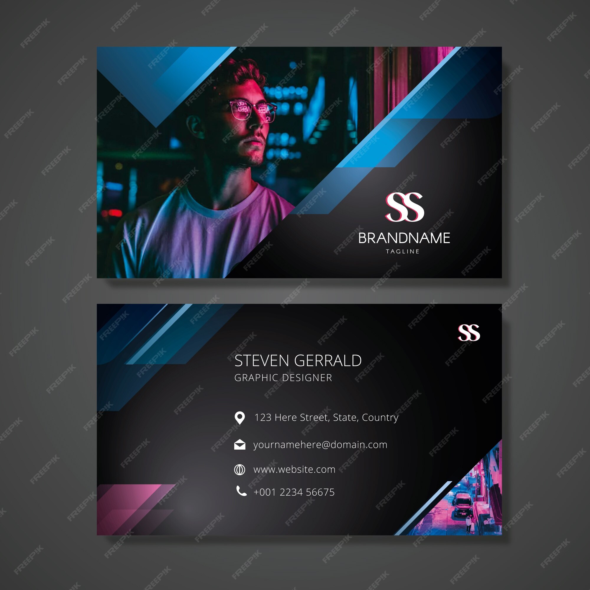 Premium Vector Abstract Business Card Template With Photo 5531