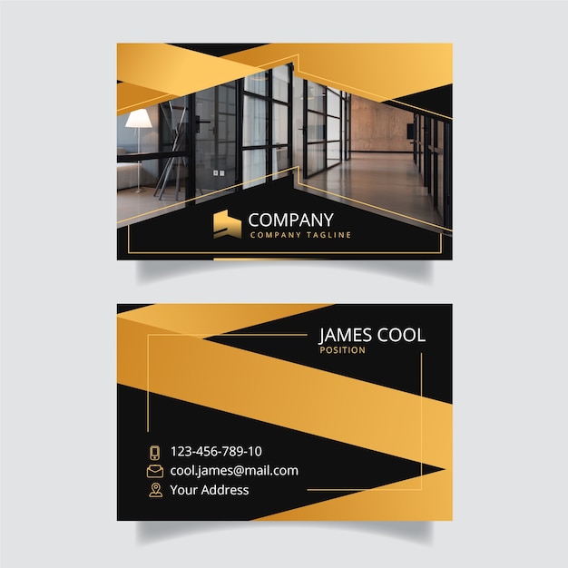Abstract Business Card Template With Photo Vector Free