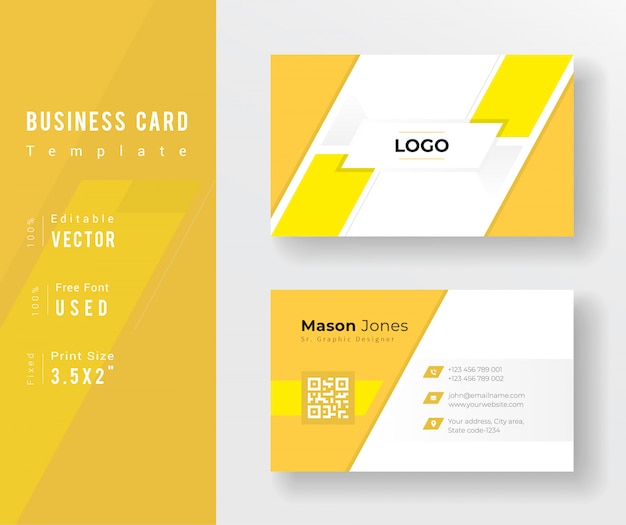 Premium Vector Abstract Business Card With Yellow Color