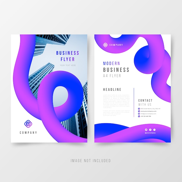 Abstract business flyer template with fluid shapes Free Vector