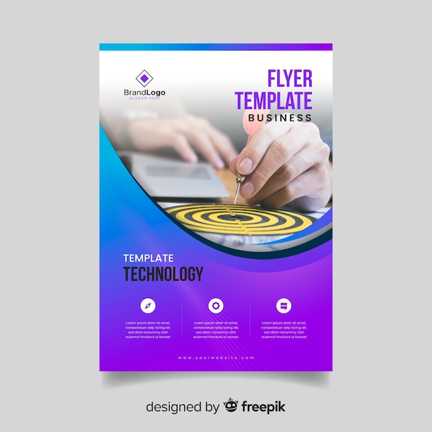 Abstract business flyer with photo template Free Vector