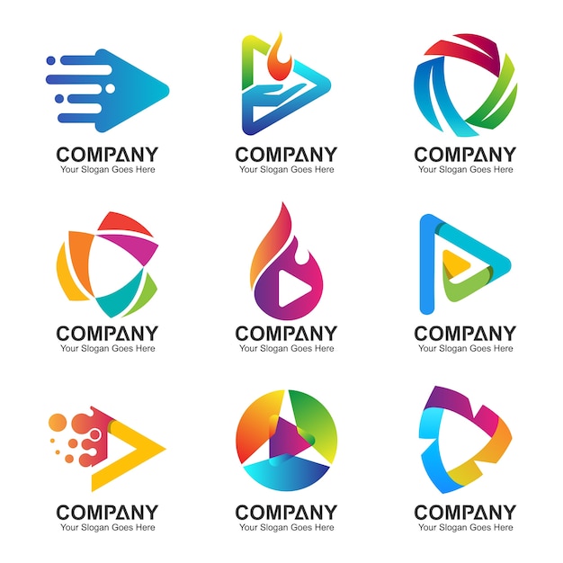 Download Free Abstract Button And Arrow Digital Technology Logo Set Premium Vector Use our free logo maker to create a logo and build your brand. Put your logo on business cards, promotional products, or your website for brand visibility.