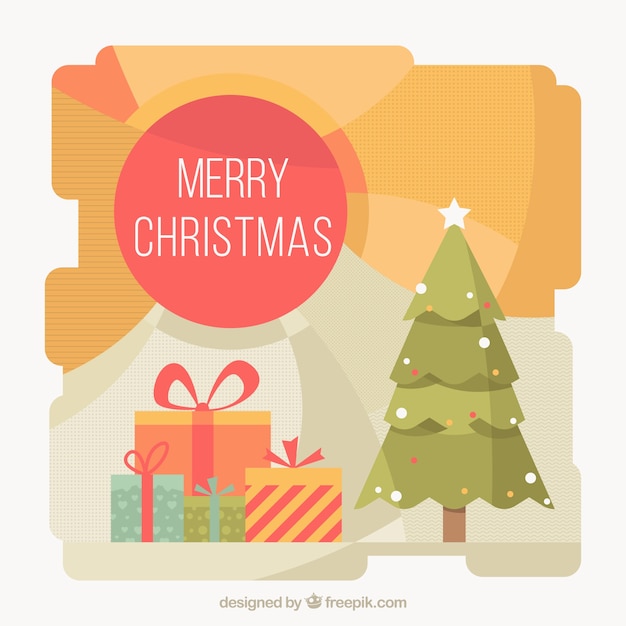 Abstract christmas greeting with tree and gifts