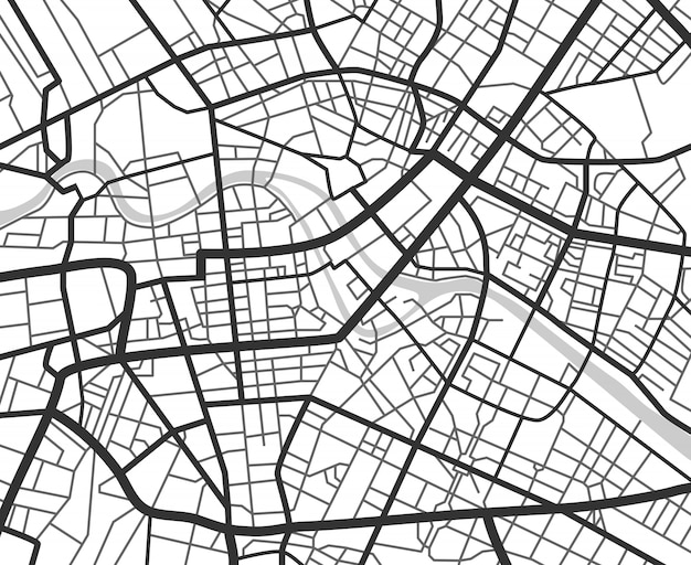 Premium Vector | Abstract city navigation map with lines and streets.