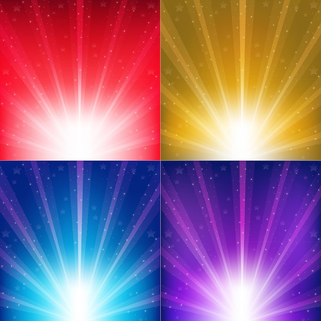 Premium Vector | Abstract color backgrounds with sunburst and stars