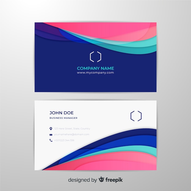 Abstract colorful business card template Free Vector