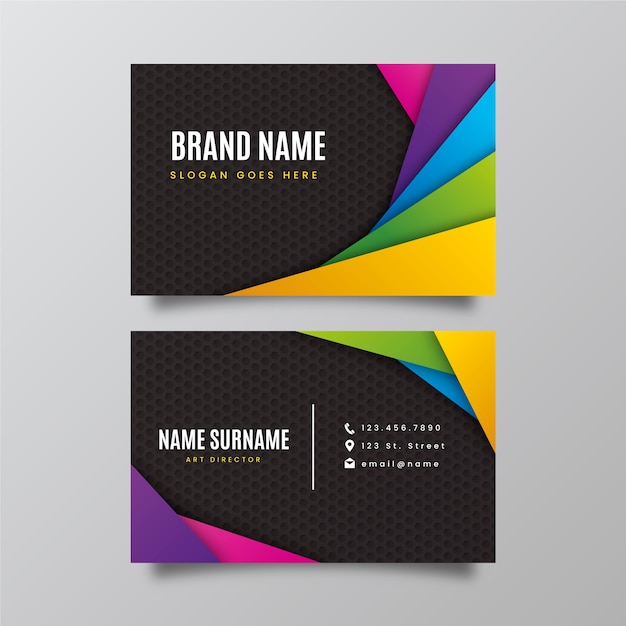 Abstract colorful business card template Free Vector