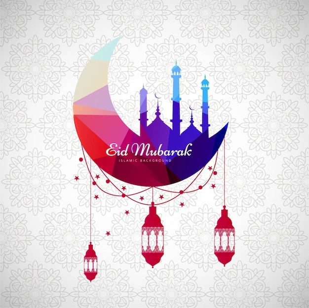 Abstract colorful eid mubarak background Vector  Free 