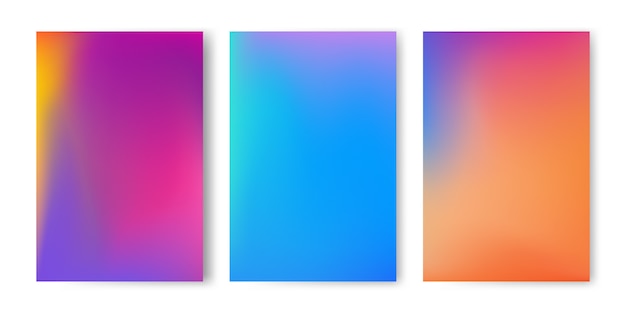 Abstract colorful gradient mesh background set. Premium Vector
