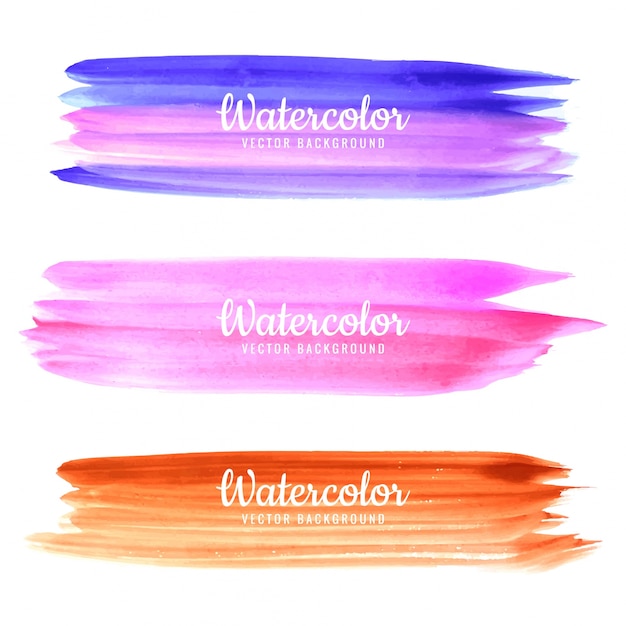 Abstract colorful hand drawn watercolor stroke design set Premium Vector Abstract colorful hand drawn watercolor stroke design set Premium Vector