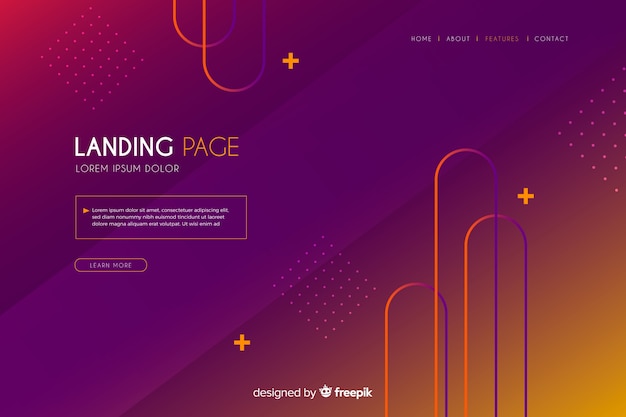 Abstract colorful landing page Free Vector