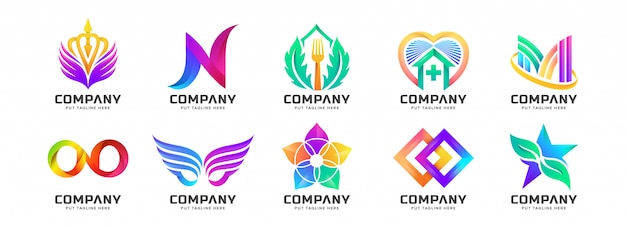 Abstract colorful logo collection Premium Vector