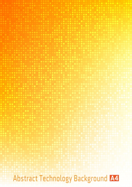 抽象的なカラフルなテクノロジーサークルピクセルデジタルグラデーションの背景に赤 オレンジ 黄色の色 用紙サイズの丸いピクセルとビジネスの明るいパターンの背景 プレミアムベクター