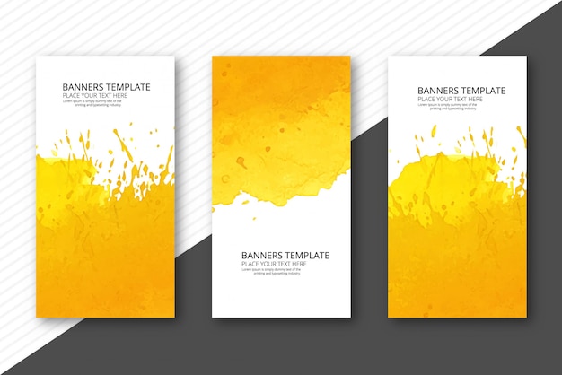 Abstract colorful watercolor banner set background Free Vector