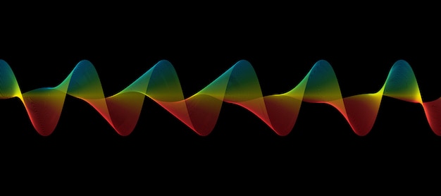 Abstract colorful wave lines flowing isolated on black background Premium Vector