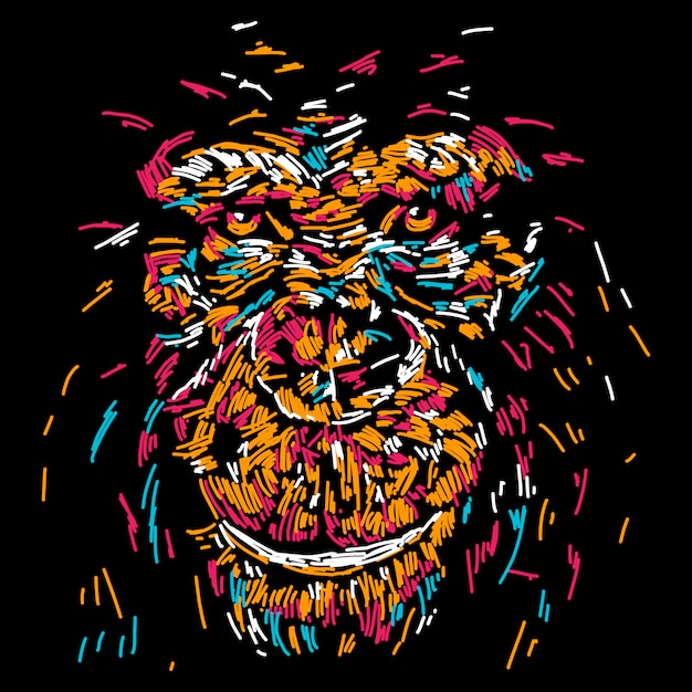 抽象的なカラフルな猿の顔のイラスト プレミアムベクター