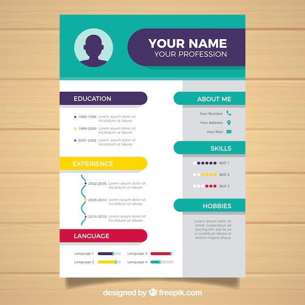 Abstract curriculum template with colorful style | Free Vector