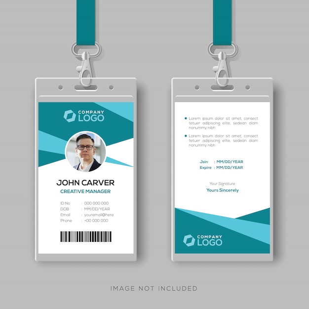 Premium Vector | Abstract cyan id card design template