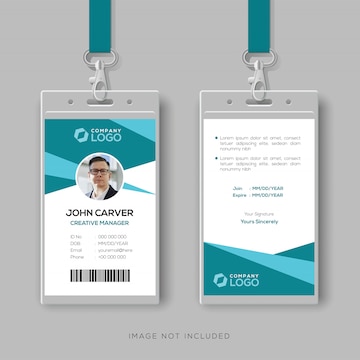 Premium Vector | Abstract cyan id card design template