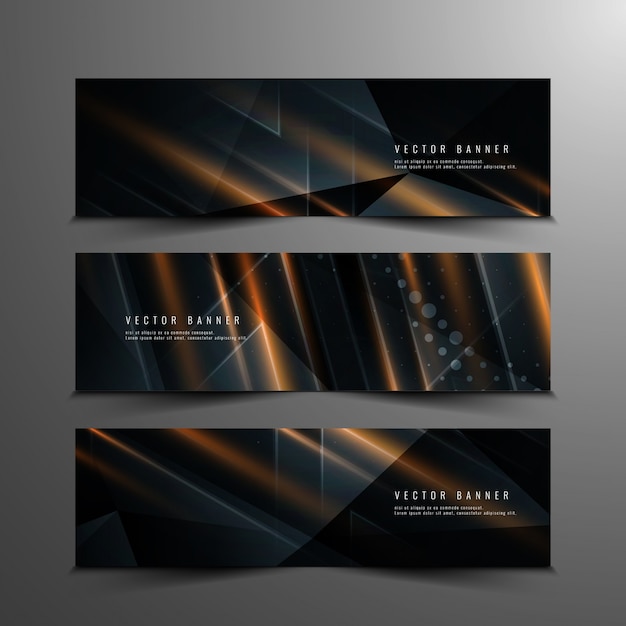 Free Vector | Abstract dark banners with orange shapes