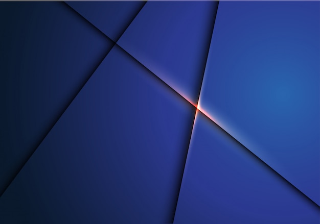Abstract dark blue metallic overlap with gold light background Premium Vector