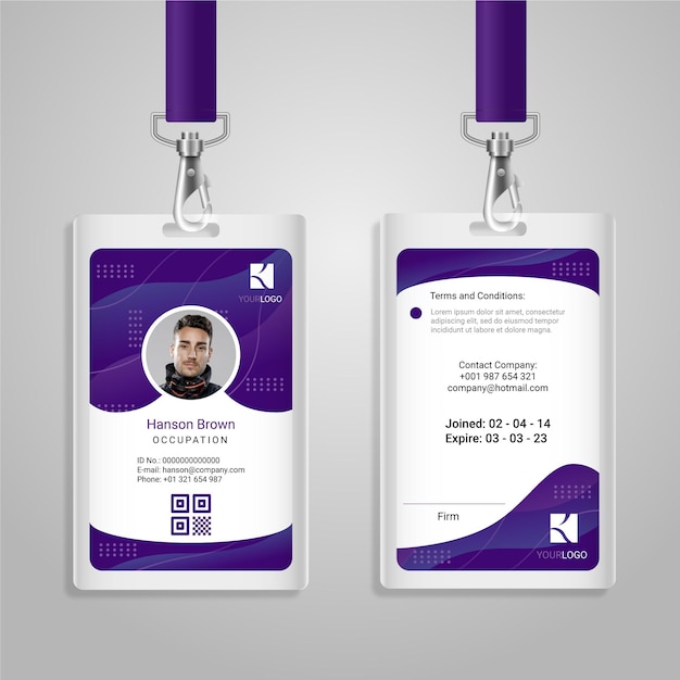 Abstract design id cards template with photo Free Vector