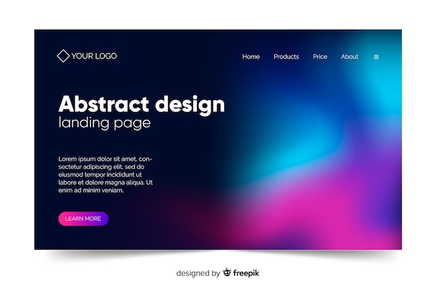 Abstract design of northern lights landing page Free Vector