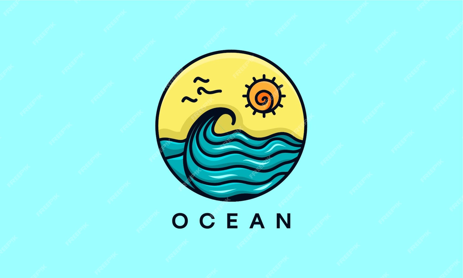 Premium Vector | Abstract design of ocean logo with waves. vector ...