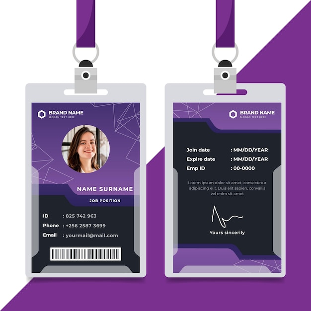 Premium Vector | Abstract design purple id cards template