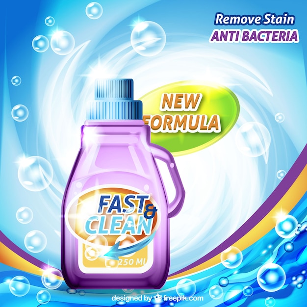 Abstract detergent background with new
formula