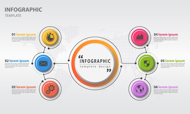 Premium Vector | Abstract diagram infographic template 6 options