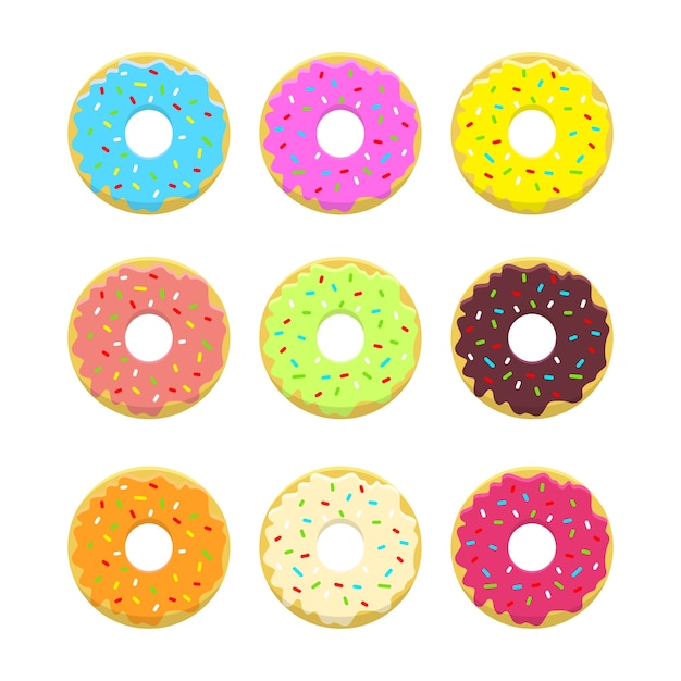 Free Vector | Abstract donuts llustration set in style and bright ...