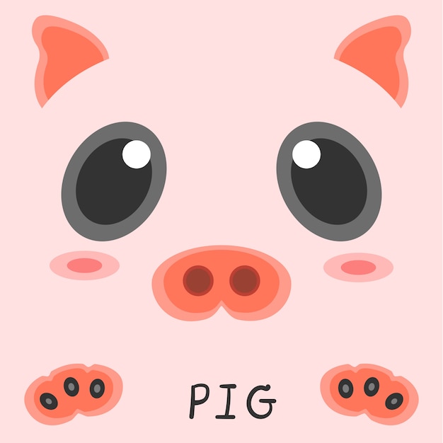 抽象画動物豚絵2 Dデザイン プレミアムベクター