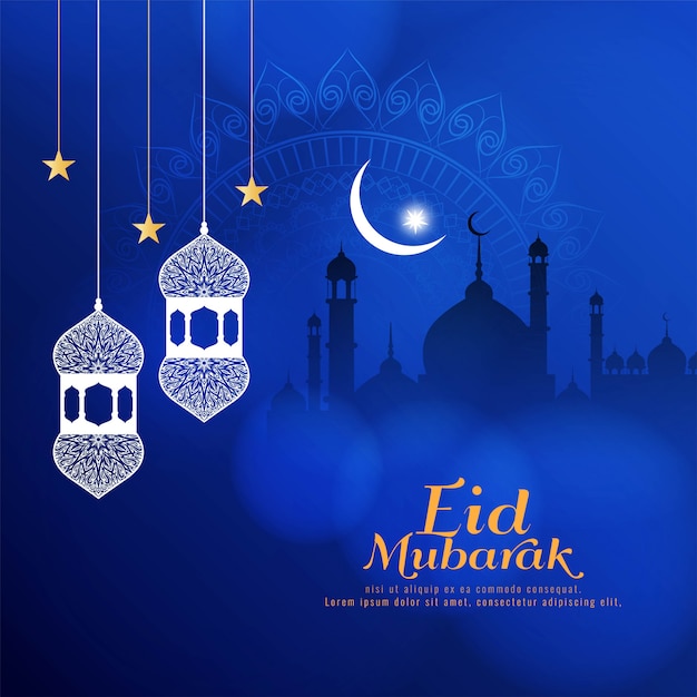 Free Vector | Abstract eid mubarak elegant islamic blue