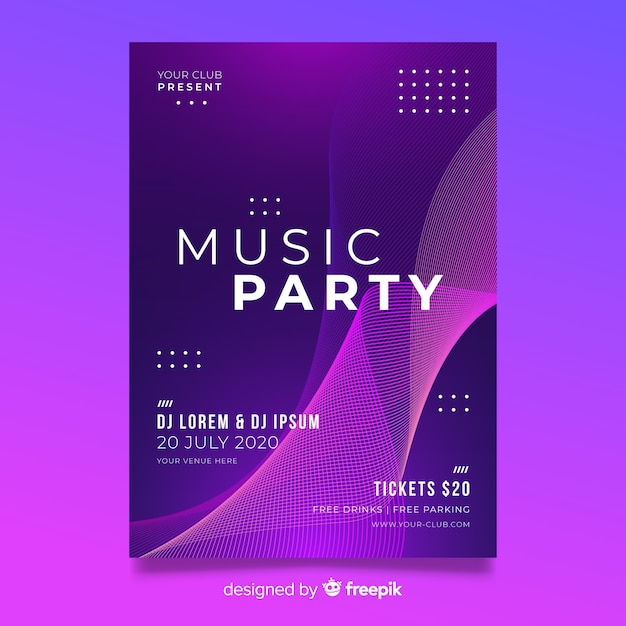 Abstract electronic music poster template Vector | Free Download