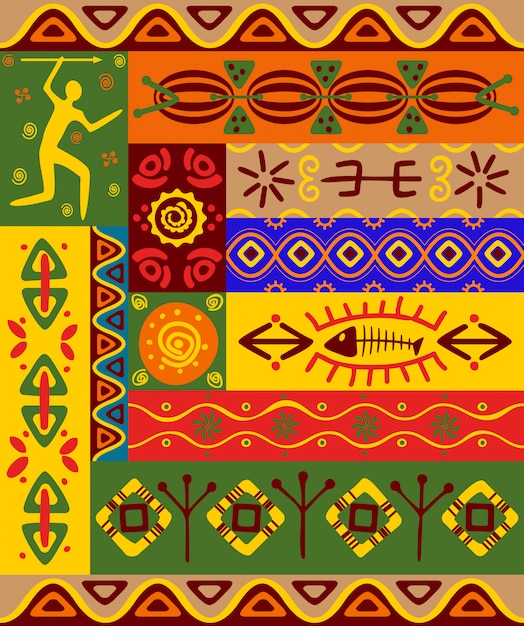 Abstract ethnic patterns and ornaments for design Premium Vector