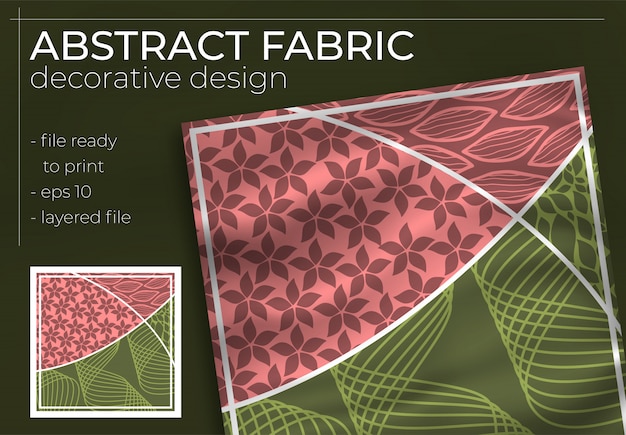 Premium Vector | Abstract fabric decorative design with realistic mock up for printing ...