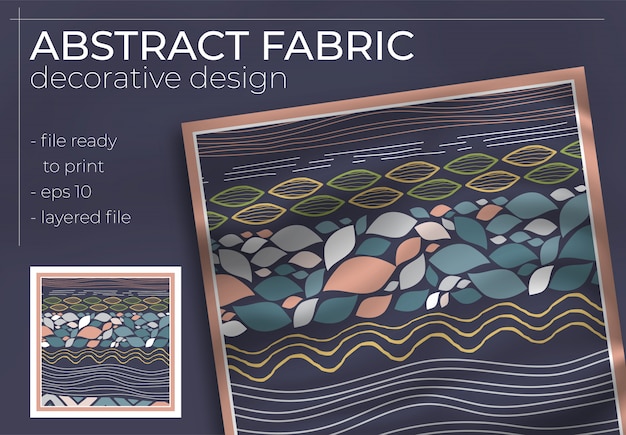 Abstract fabric decorative design with realistic mock up for printing production. hijab , scarf , pi