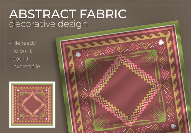 Download Premium Vector Abstract Fabric Decorative Design With Realistic Mock Up For Printing Production Hijab Scarf Pillow Etc