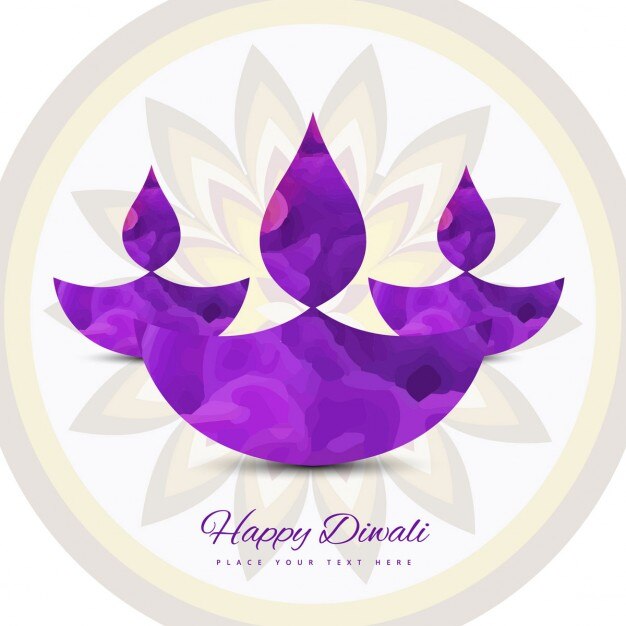 Abstract floral background of diwali purple\
candles