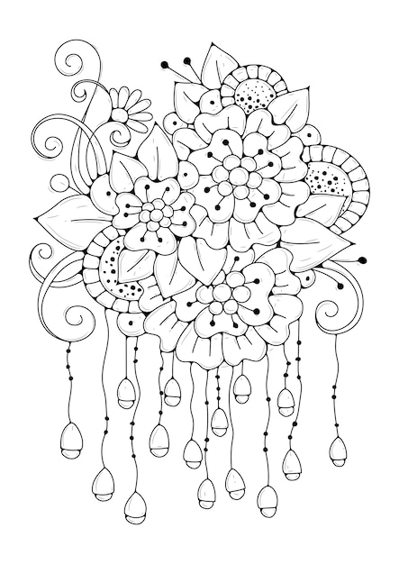 Premium Vector | Abstract floral coloring page