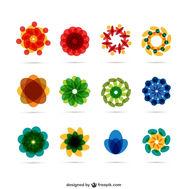 Download Abstract flowers logos | Free Vector