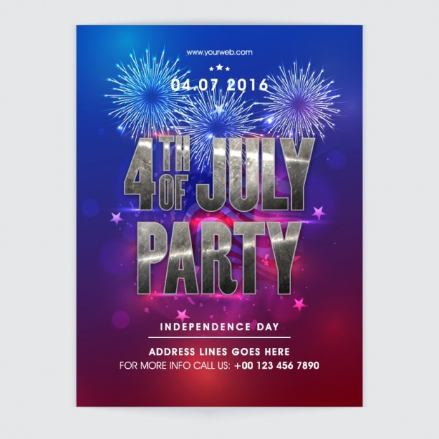 Premium Vector | Abstract flyer with fireworks for independence day