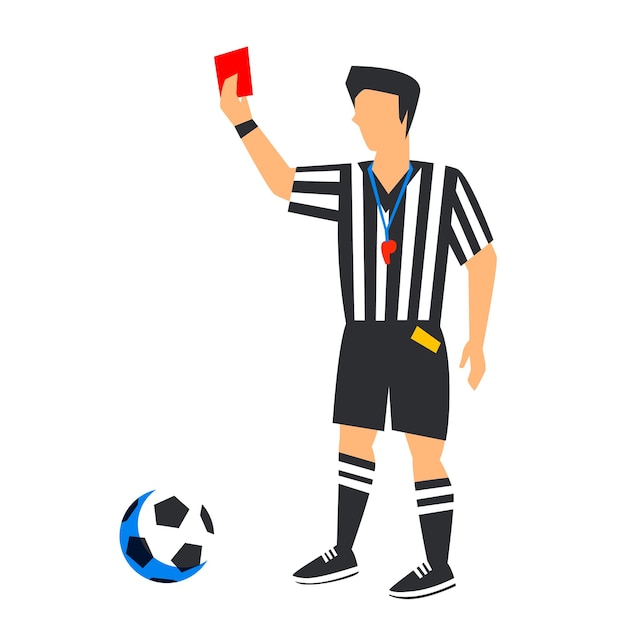 赤いカードとボールで抽象的なサッカー審判 プレミアムベクター