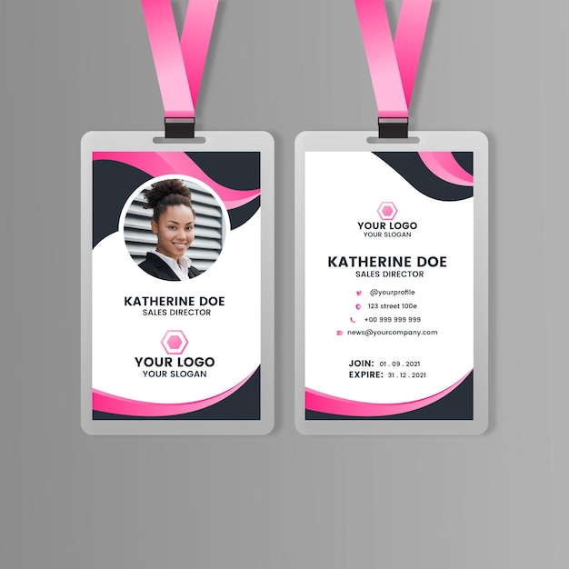 Premium Vector Abstract Front And Back Vertical Id Card