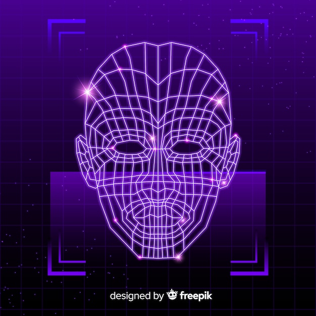 Abstract futuristic face recognition system Free Vector