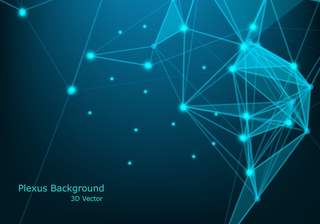 Abstract futuristic molecules technology with linear and polygonal pattern shapes on dark blue background. Premium Vector