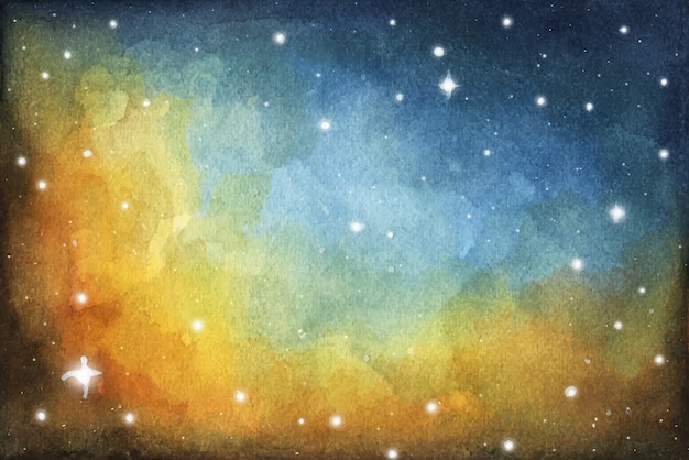 抽象的な銀河の絵 星と宇宙の質感 夜空 水彩カラフルな星空空間銀河星雲の背景 プレミアムベクター